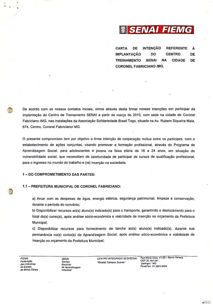 thumbnail of FIEMG Carta de Intenção 2009